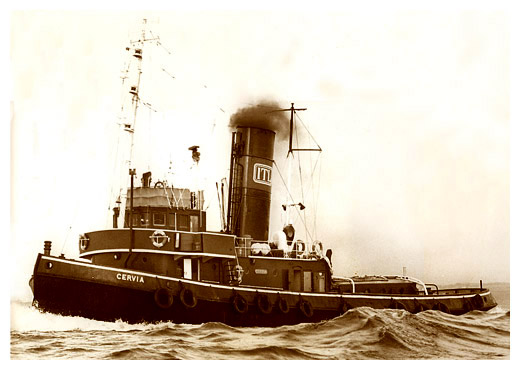 The steam tug 'Cervia' in a publicity shot for ITL in the 1970's.  Photo by Martin Stevens.